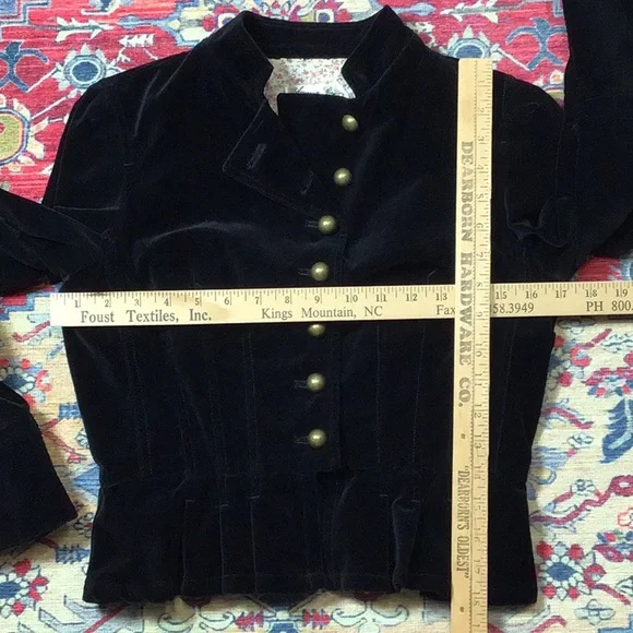 VTG American Rag Black Cotton Velveteen Cropped Lined Jacket - Picture 6 of 16